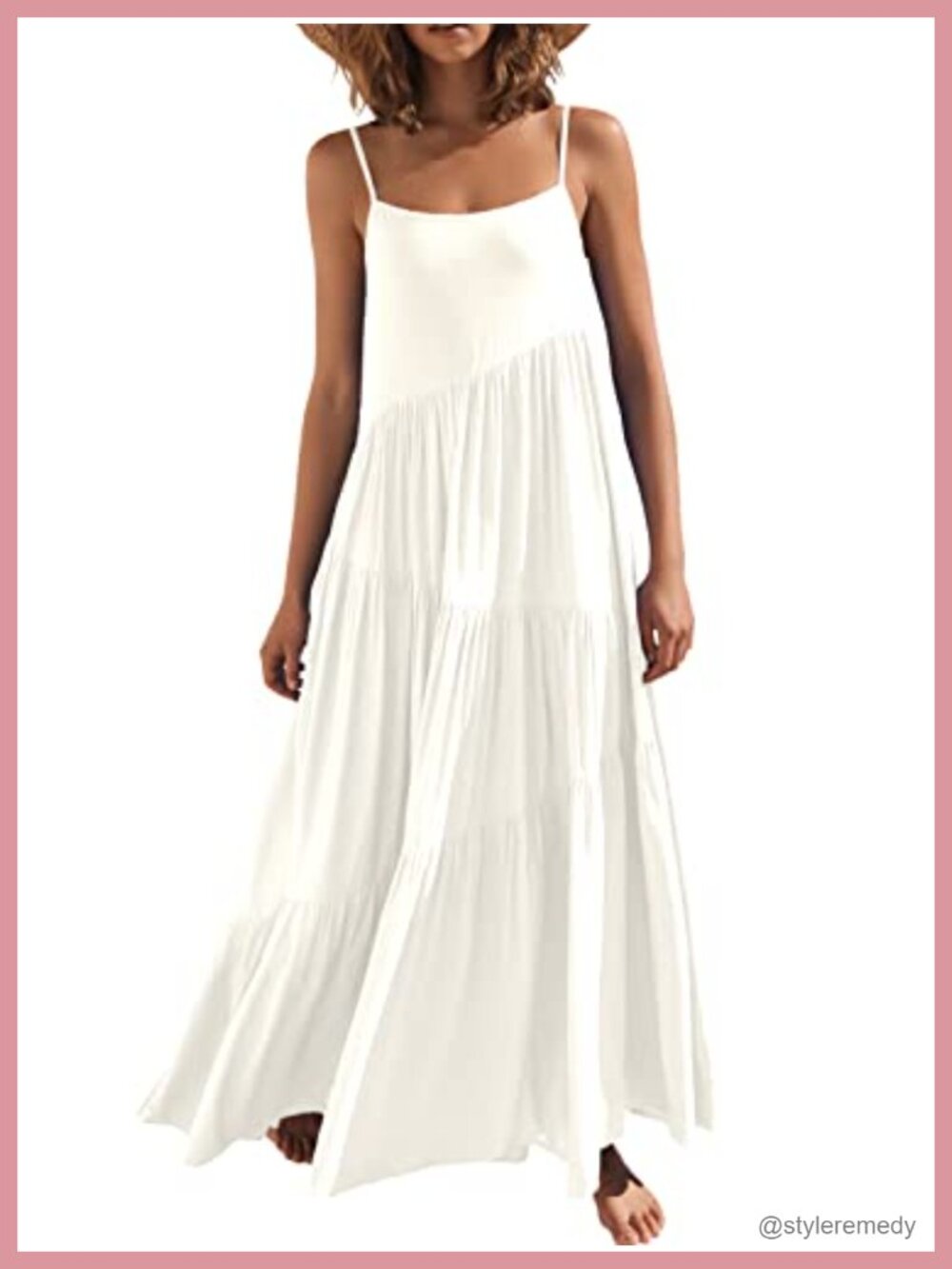 Women Sleeveless Maxi Dress Flowy Boho Beach Sundress Adjustable Spaghetti Strap
